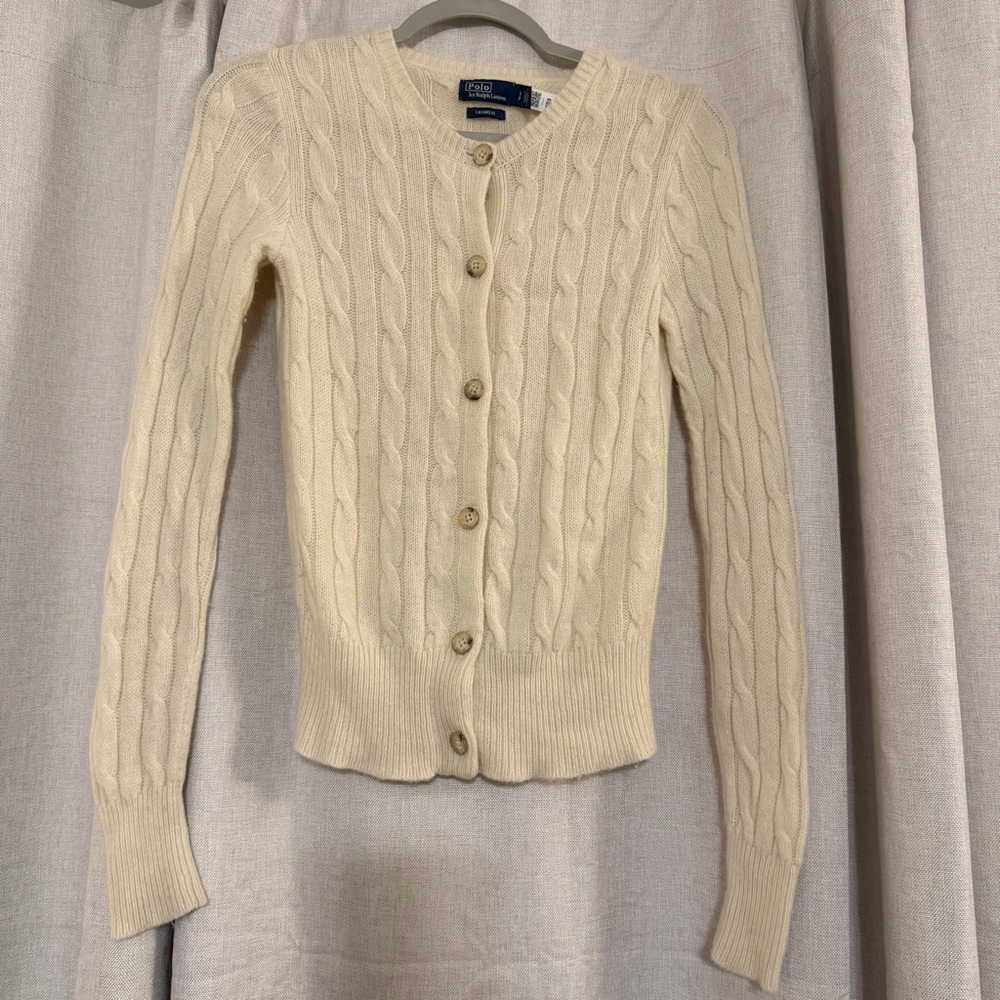 Polo Ralph Lauren: Women’s Cable-Knit Cashmere Crewneck Cardigan size small - Picture 5 of 11